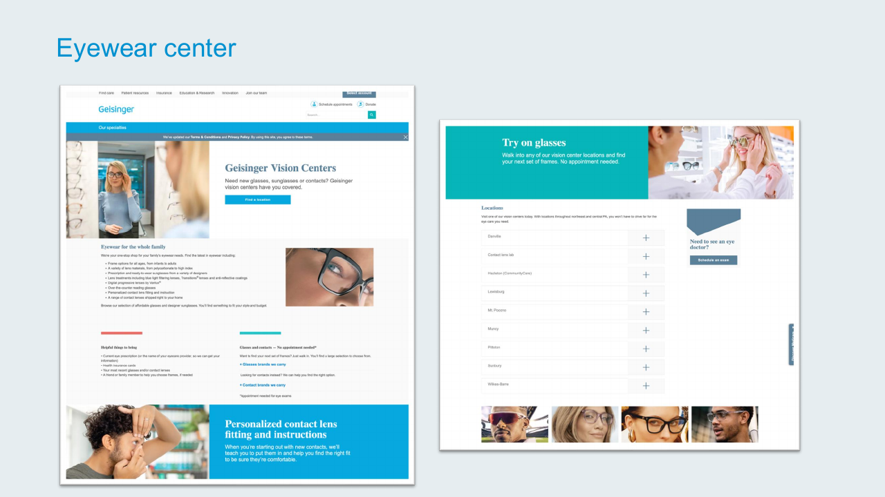 Eyewear Center before-and-after slide