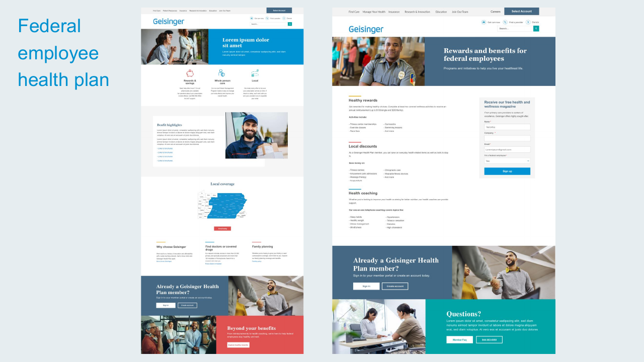 Federal Employee Health Plan page design