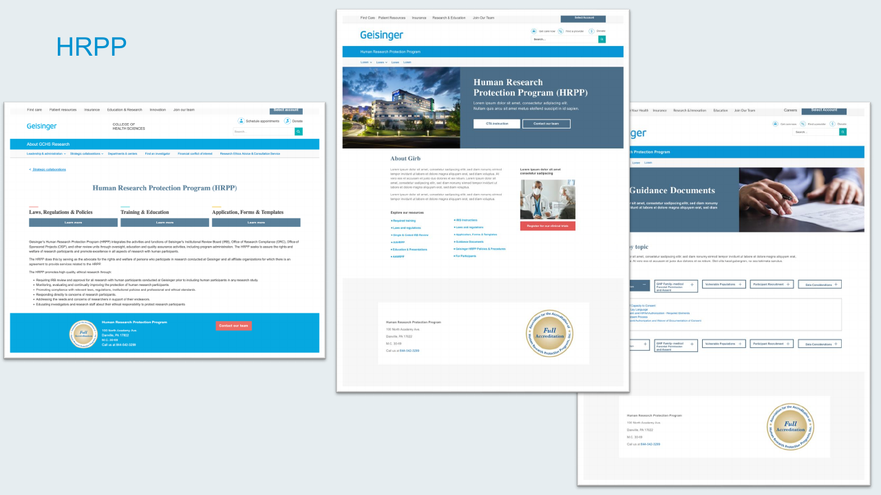 HRPP Human Research Protection Program page designs