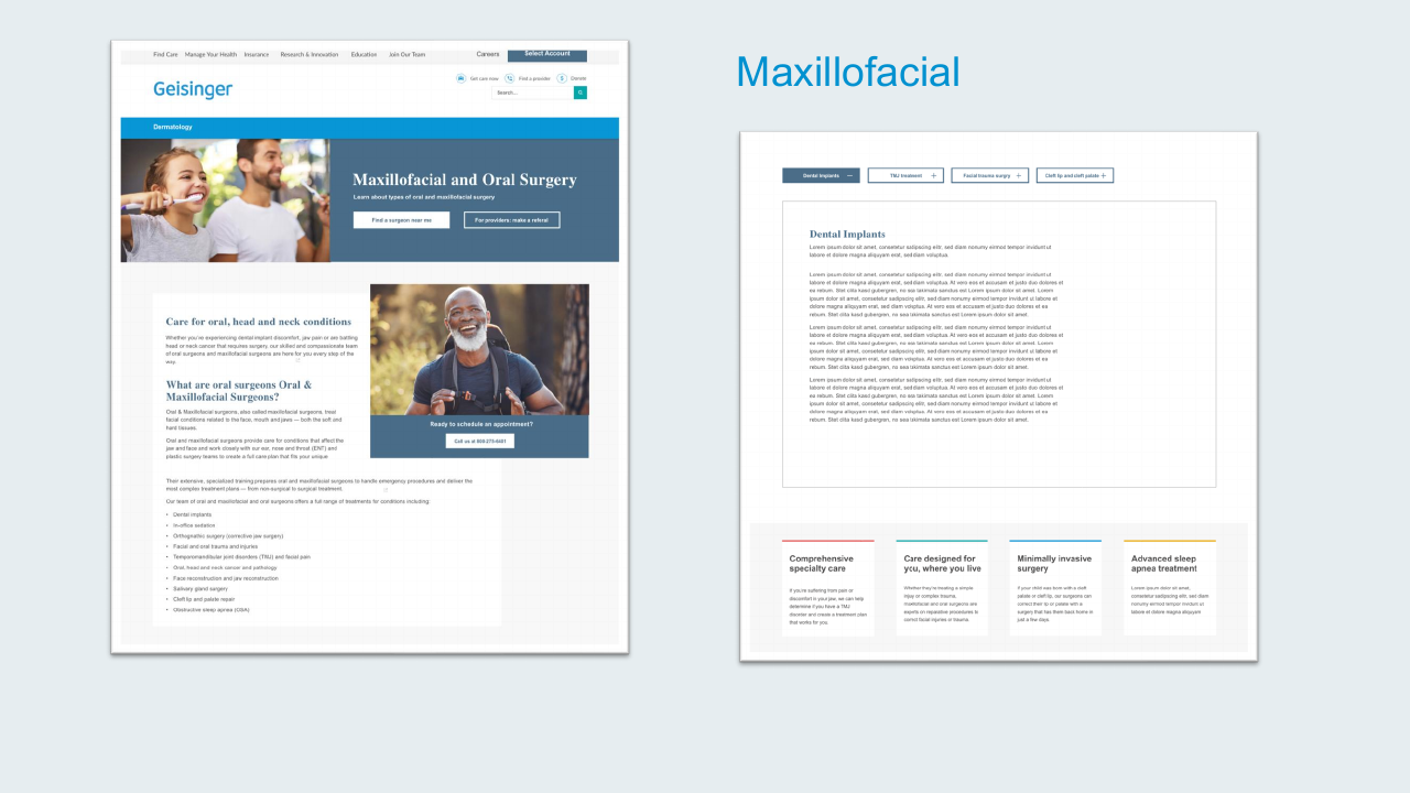 Oral and Maxillofacial Surgery page design