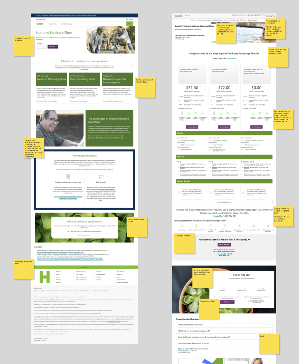 Annotated audit of a second competitor's Medicare Advantage page