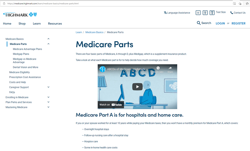 UPMC's shopper-education content as a competitive reference
