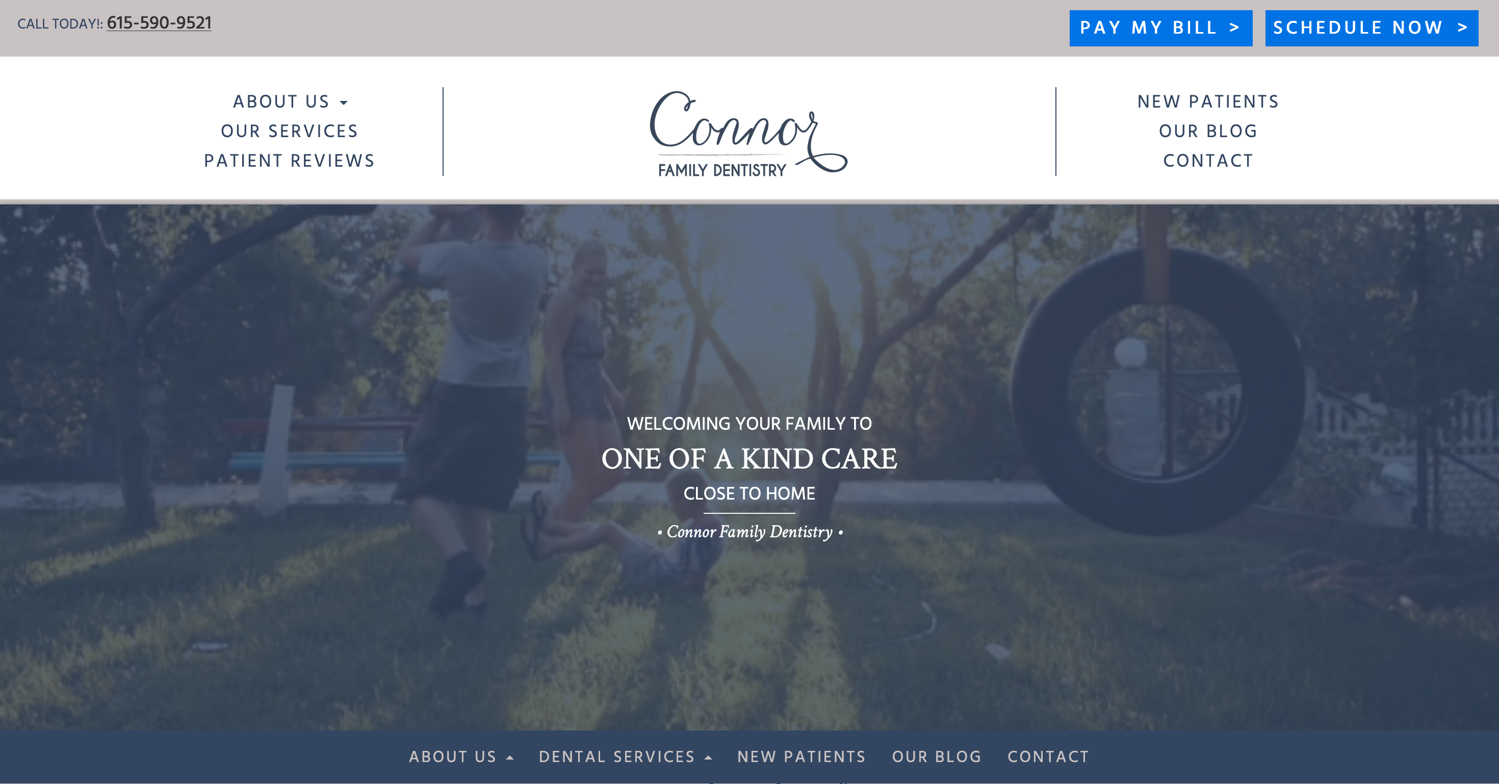Connor Family Dentistry website homepage