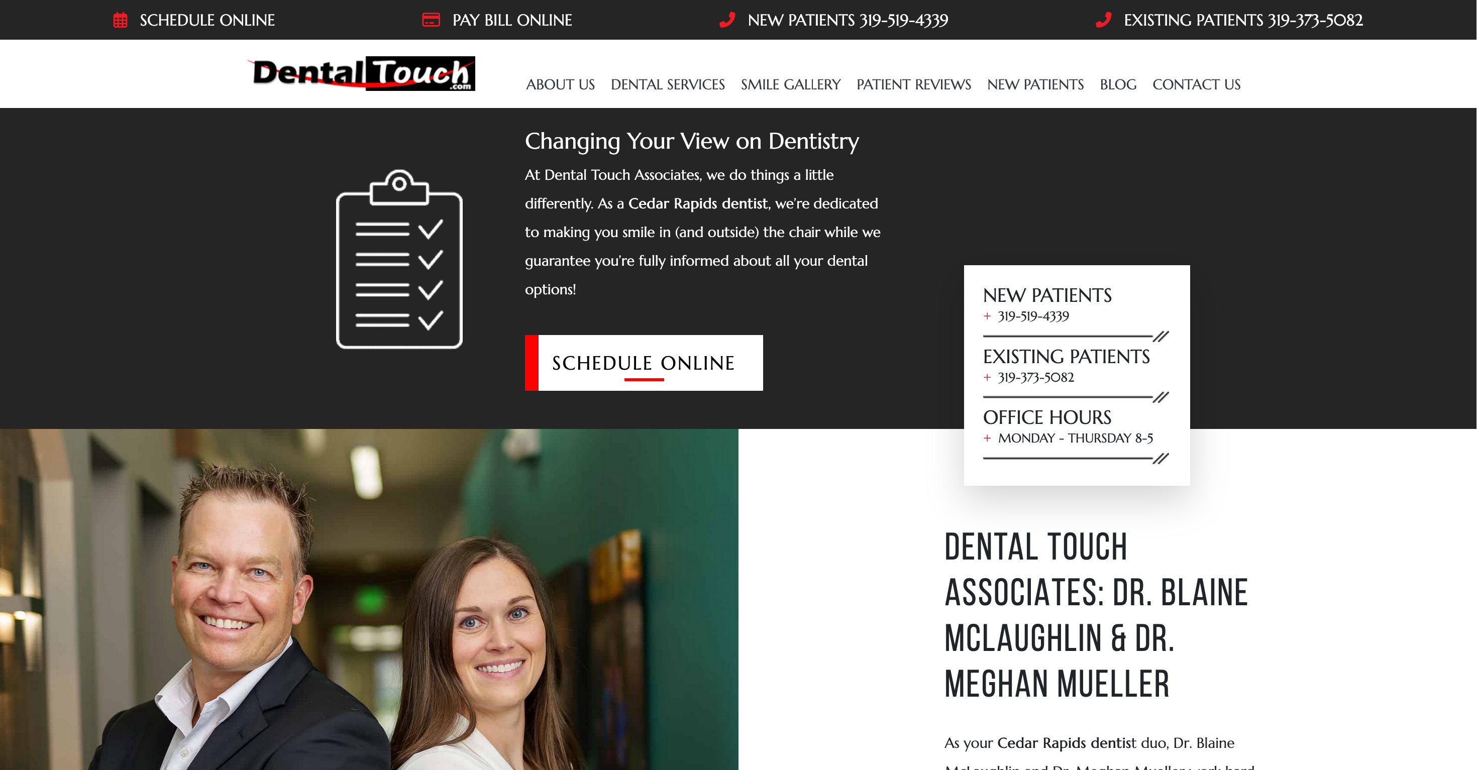 Dental Touch Associates website homepage